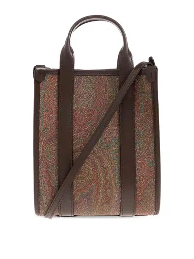 Etro Xs Paisley Brown Tote Shopping Bag