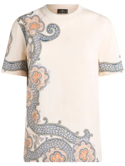 Etro Year Of Snake Cotton T-shirt In White