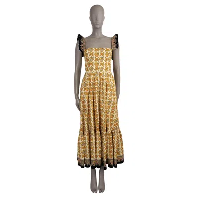 Pre-owned Etro Yellow Cotton 2023 Apple & Paisley Ruffled Maxi Dress S