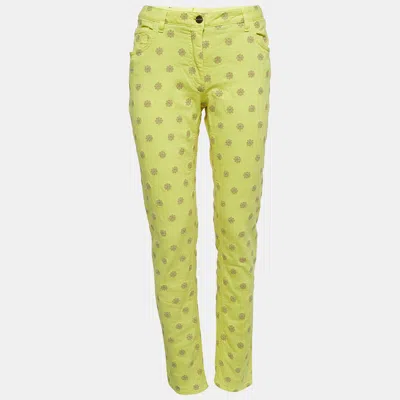 Pre-owned Etro Yellow Embroidered Cotton Jeans M Waist 30"