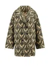Etro Women Double-breasted Coat With Multicolor Motif In Yellow