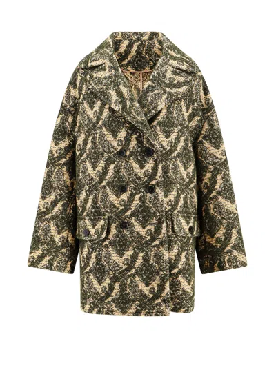 ETRO DOUBLE-BREASTED COAT WITH MULTICOLOR MOTIF