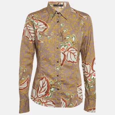 Pre-owned Etro Yellow Printed Cotton Long Sleeve Shirt L