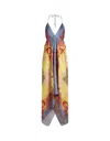 Etro Wallpaper-print Halter High-low Foulard Sundress In Yellow