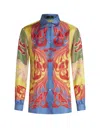 Etro Abstract Swirl Silk Shirt In Yellow