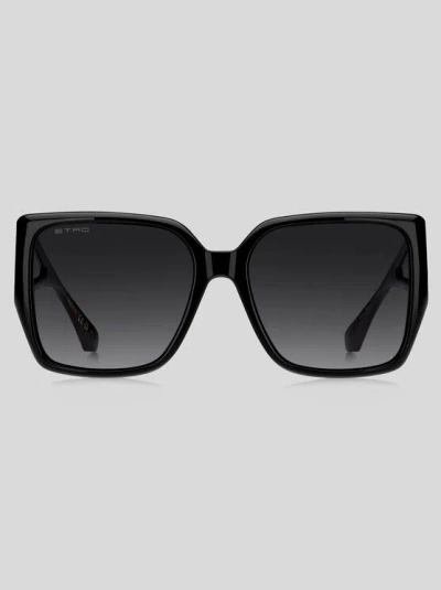 Etro Zephyr Sunglasses, Woman, Black In Metallic