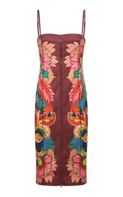 Etro Zip-front Stretch-cotton Mini Dress In Multi
