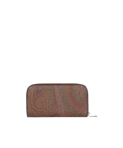 Etro Zip-around Wallet In Brown