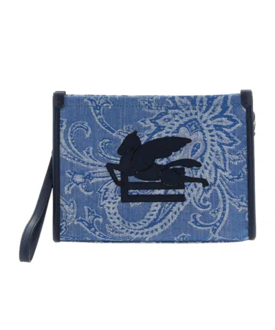 Etro Zipped Clutch Bag In Blue