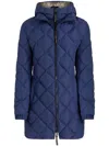 Etro Diamond-pattern Quilted Puffer Jacket With Belted Waist In Blue