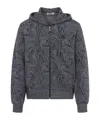Etro Paisley Print Zip-up Hooded Sweatshirt In Gray