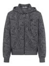 Etro Paisley Print Zip-up Hooded Sweatshirt In Blue