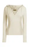 Etro Zipped Knit Cotton-blend Sweater In Off-white