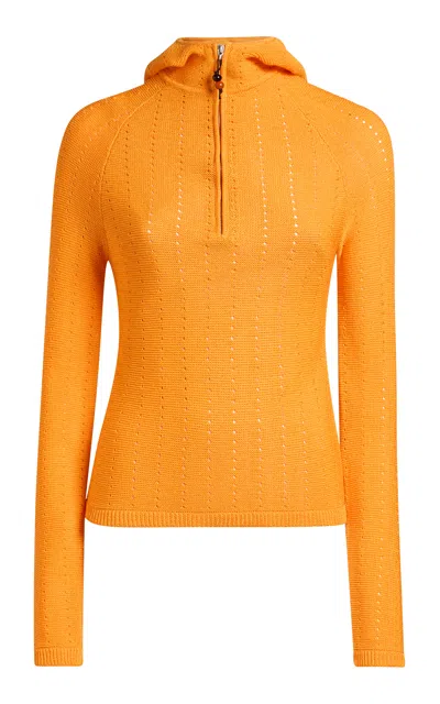 Etro Zipped Knit Cotton-blend Sweater In Orange