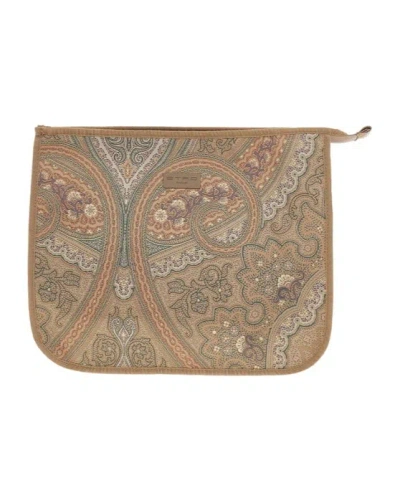 Etro Zipper Clutch In Brown