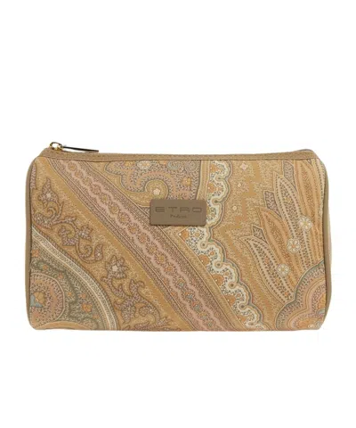Etro Zippered Clutch In Beige