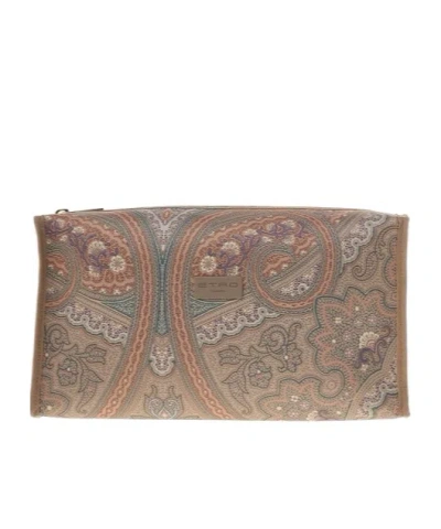 Etro Zippered Clutch In Brown