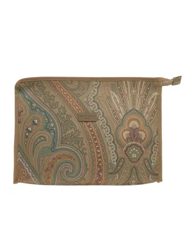 Etro Zippered Clutch In Brown
