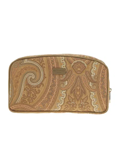 Etro Zippered Clutch In Brown