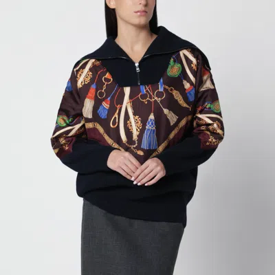 Etro Zip-up Sweater In Wool And Cashmere In Multi