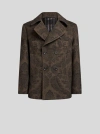 Etro Double-breasted Herringbone Paisley Coat In Brown