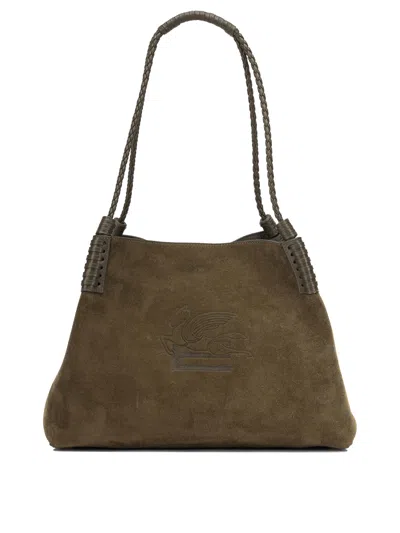Etro Libra Small Tote Bag Braided Handles In Brown