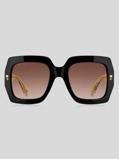 Etro Square-frame Logo-plaque Sunglasses In Black