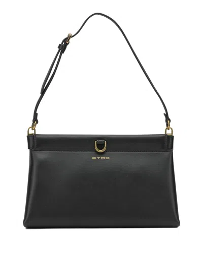 Etro Small Talk Leather Shoulder Bag In Black