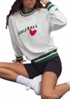 Etta & East Pickleball Heart Sweatshirt In Ivory In Gray