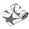 Etta Loves Xl Starfish Sensory Organic Cotton Muslin Blanket In Black And White