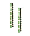 Ettika 18k Gold Plated Baquette Linear Earrings In Green