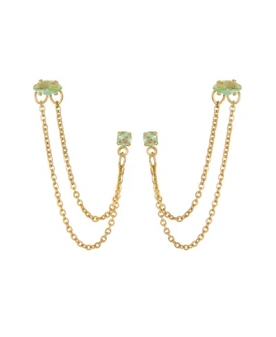 Ettika 18k Gold Plated Brass Double Pierced Earrings In Apple Green