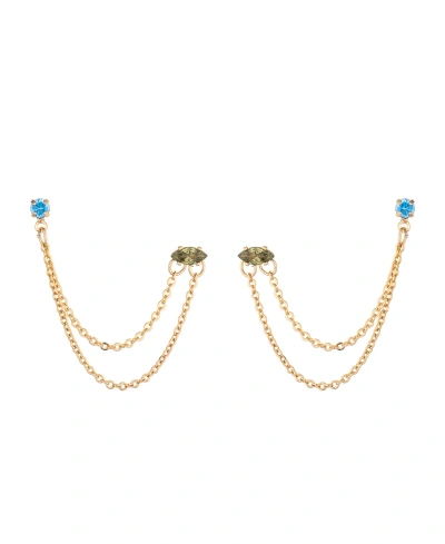 Ettika 18k Gold Plated Brass Double Pierced Earrings In Blue