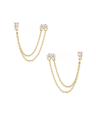 Ettika 18k Gold Plated Brass Double Pierced Earrings In Clear,gold