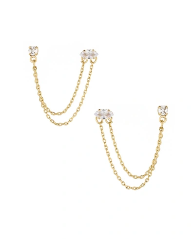 ETTIKA 18K GOLD PLATED BRASS DOUBLE PIERCED EARRINGS