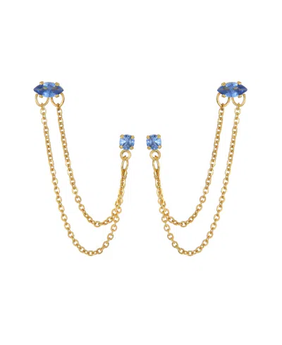 Ettika 18k Gold Plated Brass Double Pierced Earrings In Tanzanite