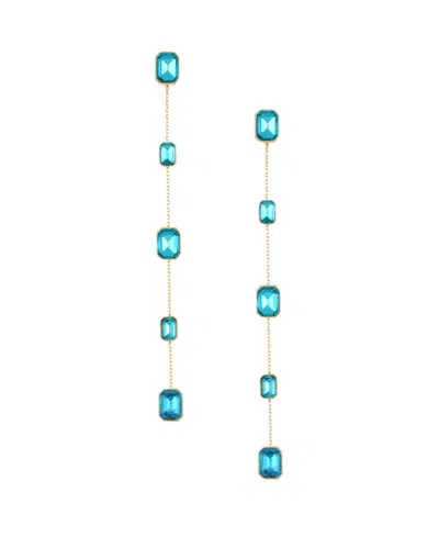 Ettika 18k Gold Plated Brass Iconic Linear Earrings In Aqua