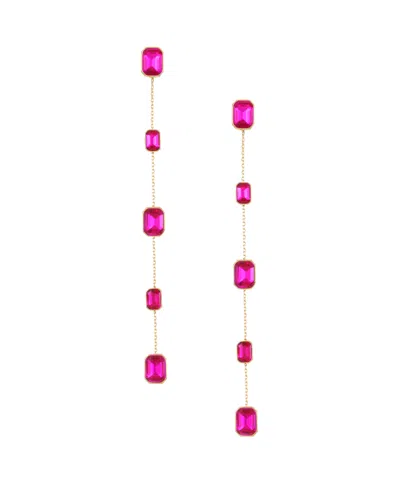 Ettika 18k Gold Plated Brass Iconic Linear Earrings In Fuchsia
