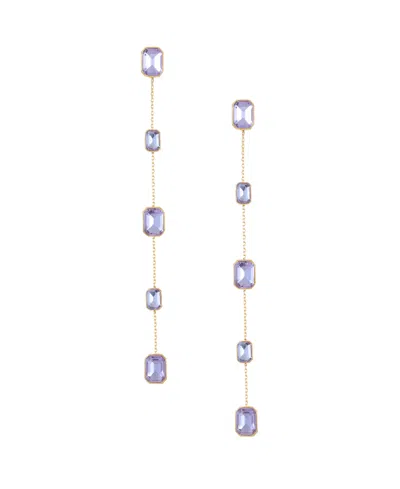 Ettika 18k Gold Plated Brass Iconic Linear Earrings In Light Amethyst