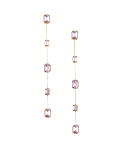 Ettika 18k Gold Plated Brass Iconic Linear Earrings In Light Rose