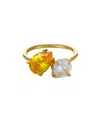 Ettika 18k Gold Plated Brass Yellow And Clear Cubic Zirconia Ring In Yellow