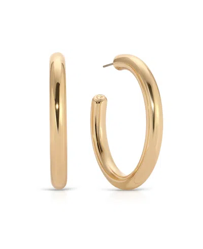 ETTIKA 18K GOLD PLATED LARGE THICK CLASSIC HOOP EARRINGS