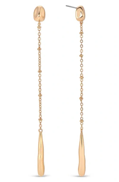 Ettika 18k Gold Plated Nugget Linear Drop Earrings