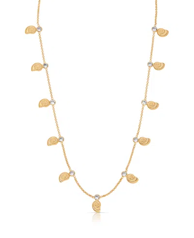 ETTIKA 18K GOLD PLATED SWIRLED SHELL DANGLE CHARM NECKLACE