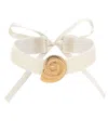 Ettika 18k Gold Plated Swirled Shell Pendant Beige Velvet Choker In Beige