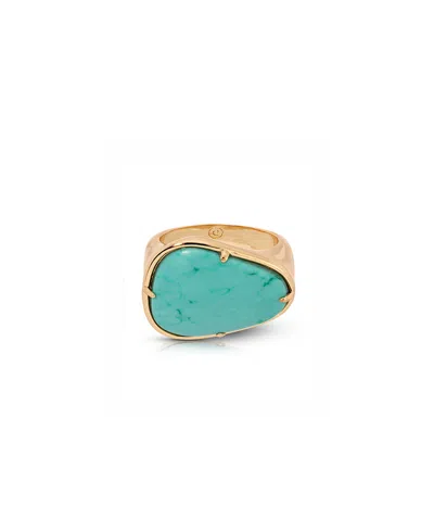 Ettika 18k Gold Plated Turquoise Solstice Ring In Blue