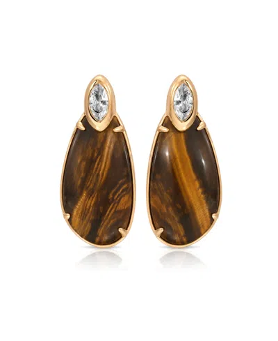 Ettika 18k Gold-plated Majestic Stone Earrings In Multi