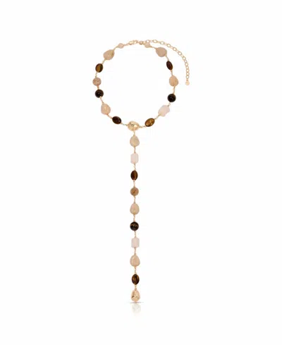 Ettika 18k Gold-plated Serene Stone Lariat Necklace