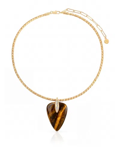 Ettika 18k Gold-plated Solstice Pendant Choker Necklace In Tiger Eye