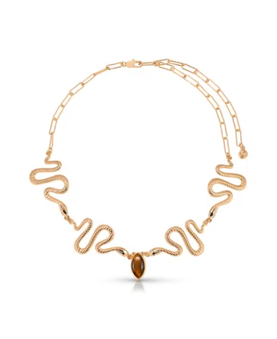 Ettika 18k Gold-plated Tiger's Eye Serpentina Snake Choker Necklace